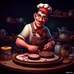 a cartoon character thirty years old confectioner , an ultrafine detailed painting by senior character artist, featured on polycount, sots art, artstation hd, 2d game art, behance hd