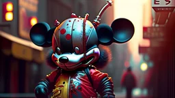 zombie mickey mouse hybrid, photorealism, movie screen capture, horror, sci-fi, retrofuturism,