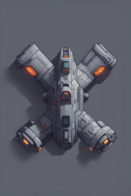 a minimalist spaceship for a top down view, 2D, asset shooter, video game , pixel art
