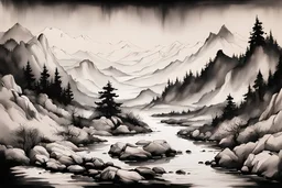 A correct interpretation of ink landscape painting.