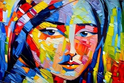 Portrait Modigliani mix abstract painting, flat brush strokes, palette knife. get rich quick