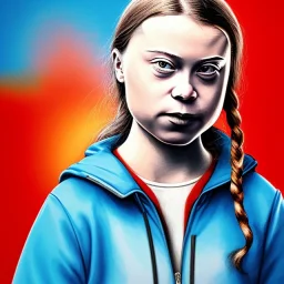 portrait of Greta Thunberg drinking crude oil