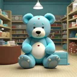 3d imge of big teddy sit on middle of baby shop or baby store