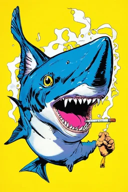 catfish with shark head smoking a ciggarrette in the style of warhol