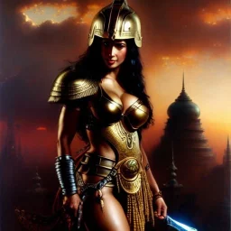 portrait 'beautiful fit Sexy busty Dejah Thoris',ancient metal armor and Helmet ,painting by gaston bussiere, greg rutkowski, yoji shinkawa, yoshitaka amano, tsutomu nihei, donato giancola, tim hildebrandt, oil on canvas, cinematic composition, extreme detail,fit full head inside picture,32k