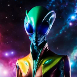 Imagine an alien from another galaxy, similar to humans, who (((does not have a big head))), (((does not have big eyes))). With contrasting colored clothing