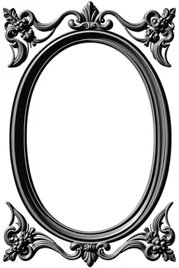 silhouette of a heavy wood ornamental oval picture frame, black on white vector