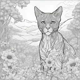 coloring page of nature,only black and white background, 32k, much details, dark outlines,vector --ar 2:3