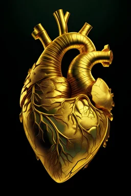 Create an image of a golden human heart