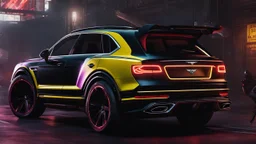 Bentley Bentayga Cyberpunk 2077 Style, Super Detailed, desktop wallpaper, 4K rear view, center