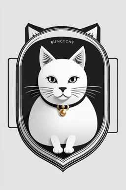 logo design, bunchy, 3d lighting, white cat, highly detailed face, cut off, symmetrical, friendly, minimal, round, simple, cute