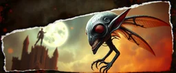 3d airbrush render, magpie elf vampire alien dodo , pinhole cam, airbrush 3d rendering, in the style of Titian and Dali , torn edges on border