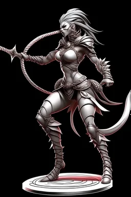 female gray skin Shadar-Kai wielding a Whip a whip made out of black thorns