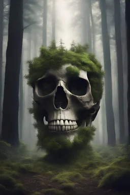 create a stunning & realistic photo of forest in skull head