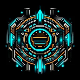 cyberpunk retro futuristic police symbol for comics