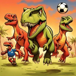 Dinosaurs Competing for the World Cup.