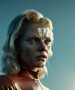 retro sci-fi portrait image from 1980, supermarket parking explosion, fire, scared people, blonde woman walking, young Michelle Pfeiffer face, tight latex suit, soft color, highly detailed, unreal engine 5, ray tracing, RTX, lumen lighting, ultra detail, volumetric lighting, 3d, finely drawn, high definition, high resolution.