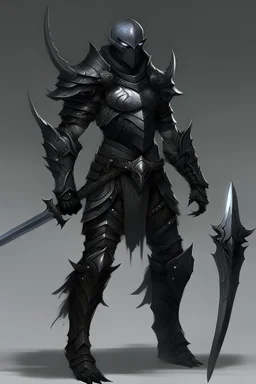 concept art of dark fantasy warrior simple and sleek armor without a helmet on