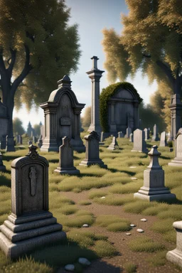 Post-antique and suburban graveyard without descriptions, 8K resolution, high quality, ultra graphics, and detailed with lines.