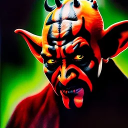 Ultra detailed fullbody Portrait in oil on canvas of Darth Maul merges Yoda ,intense stare,extremely detailed digital painting, extremely detailed face,crystal clear Big eyes, mystical colors ,perfectly centered image, perfect composition, rim light, beautiful lighting,masterpiece,8k, stunning scene, raytracing, anatomically correct, in the style of robert e howard and Ken Kelley and Ohrai Noriyoshi and Simon Bisley and tomzj1