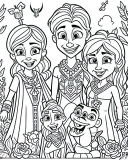 Frozen Elsa, Anna, And Olaf Coloring Page