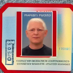 full view of a realistic, United States passport card with photo of person, transparent background.