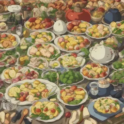 A collection of people enjoying brunch, Hayao Miyazaki