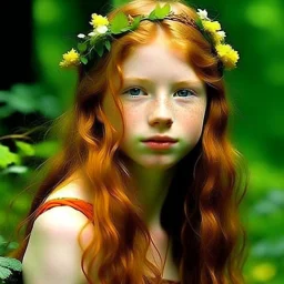 pretty girl, aged 14, ginger, conventionally attractive, dreamy, faun, satyr