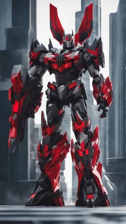A close picture to Mix between machine and batman in transformers cyborg with black metal and red details armor in solo leveling shadow art style with red details detailsis in fantasy world