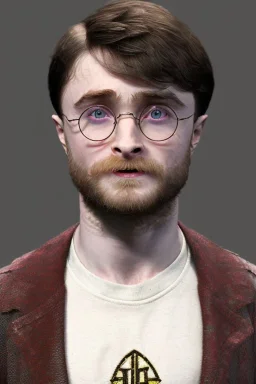 Young Daniel Radcliffe, real texture skin, wearing Harry potter, without beard, particles, fog, smoke, octane render, render, 4k, vray, 3dmax, realistic