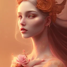 red rose beautiful girl,utra realistic,highly detailed, gold, pink, jewels, lace, masterpiece, delicate detailed, sharp focus, insanely detailed, fantasy art, intricate detailed, elegant, fog, Special Lighting, Vibrant, color Scheme, forest, unreal engine 5, trending on artstation