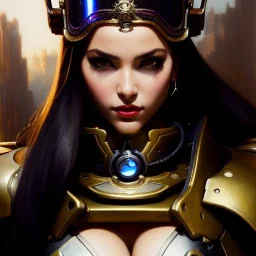 portrait beautiful face 'Mercy, Overwatch 2',busty,ancient metal armor balanciaga fashion clothe painting by gaston bussiere, greg rutkowski, yoji shinkawa, yoshitaka amano, tsutomu nihei, donato giancola, tim hildebrandt, oil on canvas, cinematic composition, extreme detail,fit full head inside picture,16k