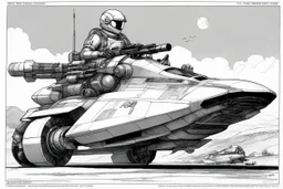 [diagrams by W. Heath Robinson] stylesheet design: Featured in RIFTS Northern Gun 2 published by Palladiumbooks, this is a NG-R33 Viper Ride Armored pilot atop of the NG-488 Cobra Turbo Hovercycle resting out on the outskirts of RIFTS Earth. [with characteristics and instructions]