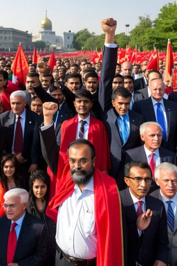 . Dr. Shumukh is a commanding voice; Ladies and gentlemen, comrades and loyalists, thank you for being here today. We stand on the brink of change, about to regain what is right for us, (he lifts his fist) [cut shots from the crowd, capture their concentrated expressions and intense energy see the design etched on your faces, Arabic story