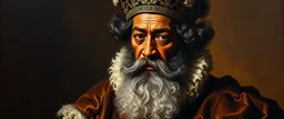 master oil painting by Rembrandt, king charles as a black guy
