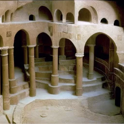 deep underground society with pueblo, greek, and islamic architecture
