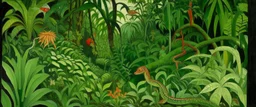 A green jungle with venomous geckos designed in Heidrun manuscripts painted by Raymond Duchamp-Villon