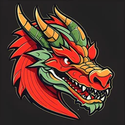 simple flat image dragon head color