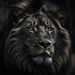 black lion portrait