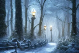 FOREST LANTERN WINTER PATH FALL