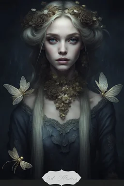 Gold Blonde hair Water lilies curls long hair night Fairy princess rapunzel hair queen crown dragonflies fireflies elven tiara flowers fairy wings gothic