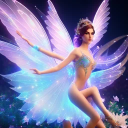 beautiful fairy in a galactic ambiance, transparent wings, delicate colors, finely tuned detail, ultra high definition, 8 k, unreal engine 5, ultra sharp focus