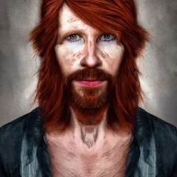 Portrait of Courtney Gains as a ruggedly handsome, joyful, roguish pirate, charismatic, attractive male, masculine, perfect, precisely detailed clear eyes, unblemished, flawless skin, softly freckled face; meticulously detailed multi-hued ginger carrot-colored cherry fire red hair; fantasy, intricate, elegant, highly detailed, digital painting, concept art, matte, sharp focus, illustration, art by artgerm and greg rutkowski and alphonse mucha