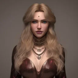 portrait of a middle aged woman with wavy blonde hair and amber eyes,steampunk style,8k quality,full body shot, masterpiece, best quality,sparkling eyes, fluorescent skin, colorful makeup, highly detailed body,sun light, 4K, RAW, depth of field, high contrast, realistic details, 24mm