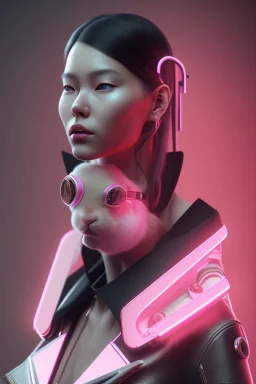 Portrait, Front image, cyberpunk Asian woman with rabbit mask, black pink color, latex dress, highly detailed, concept art, smooth, unreal engine 5, god rays, ray tracing, RTX, lumen lighting, ultra detail, volumetric lighting, 3d, finely drawn, high definition, high resolution.