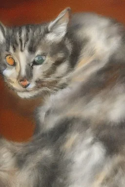 painting of a cat painting a portrait