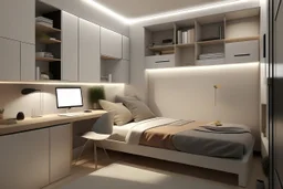 A youthful room with a PC and a bed 190 cm, 90 cm wide, and RGP side lighting model 2024