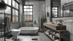 Industrial-inspired bathroom