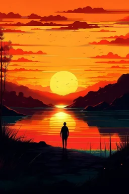 Art illustration sunset