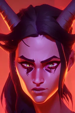 bright red glowing eyes, clean soft face